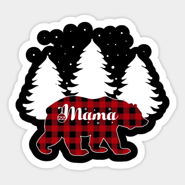 Buffalo Red Plaid Mama Bear Matching Family Christmas Sticker by Kagina